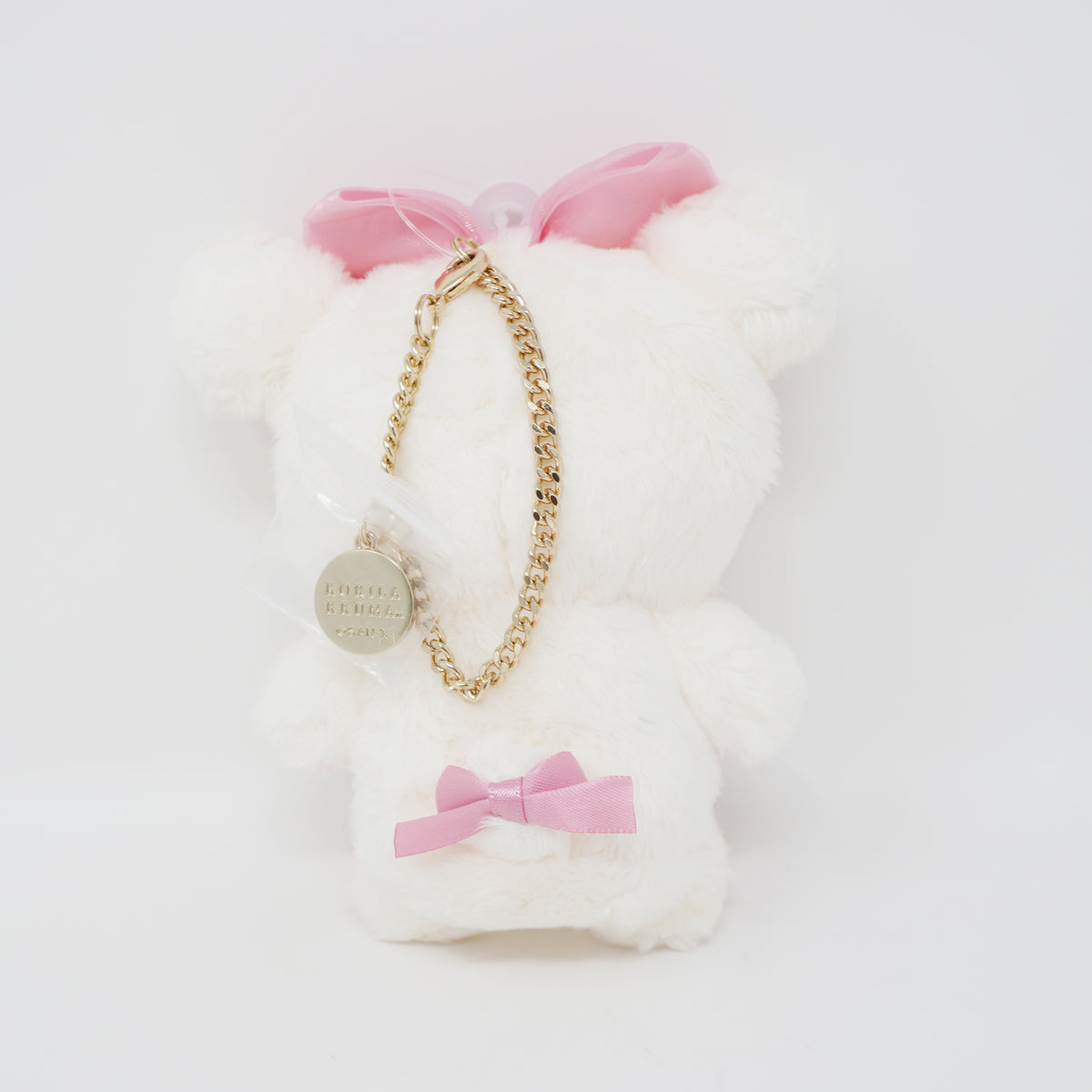 2024 Fuzzy Korilakkuma Pink Ribbon Plush Keychain - Rilakkuma x