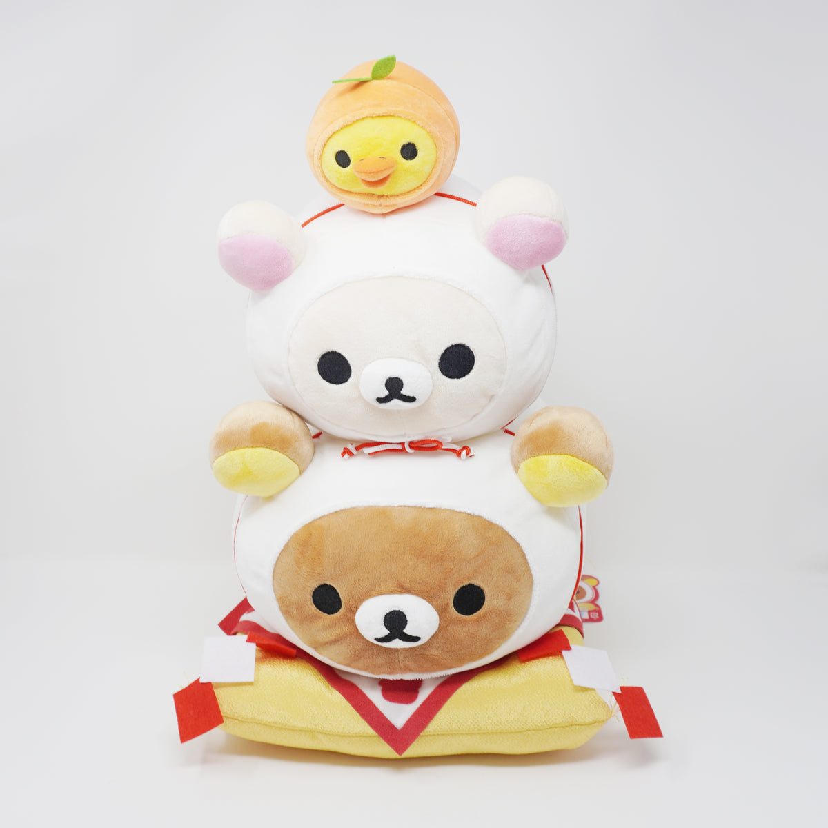 2019 Rilakkuma, Korilakkuma, Kiiroitori Kagami Mochi Medium Plush