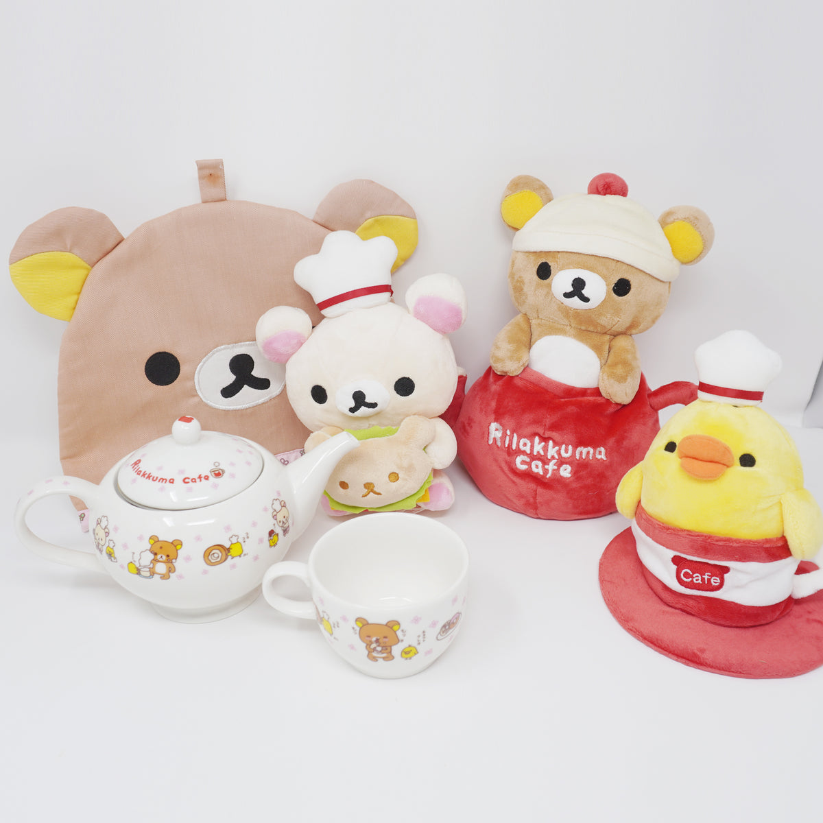 2007 Rilakkuma Cafe Plush, Tea Cozy & Tea Set - Rilakkuma Cafe