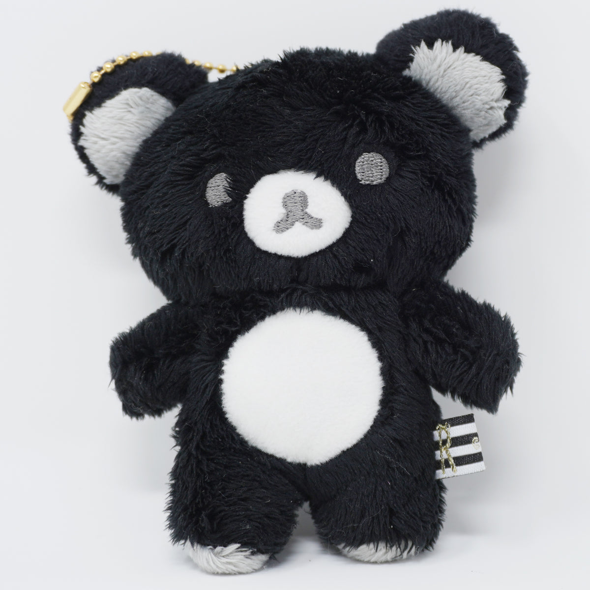 No Tags) 2016 Rilakkuma Plush Keychain - Monochrome Rilakkuma