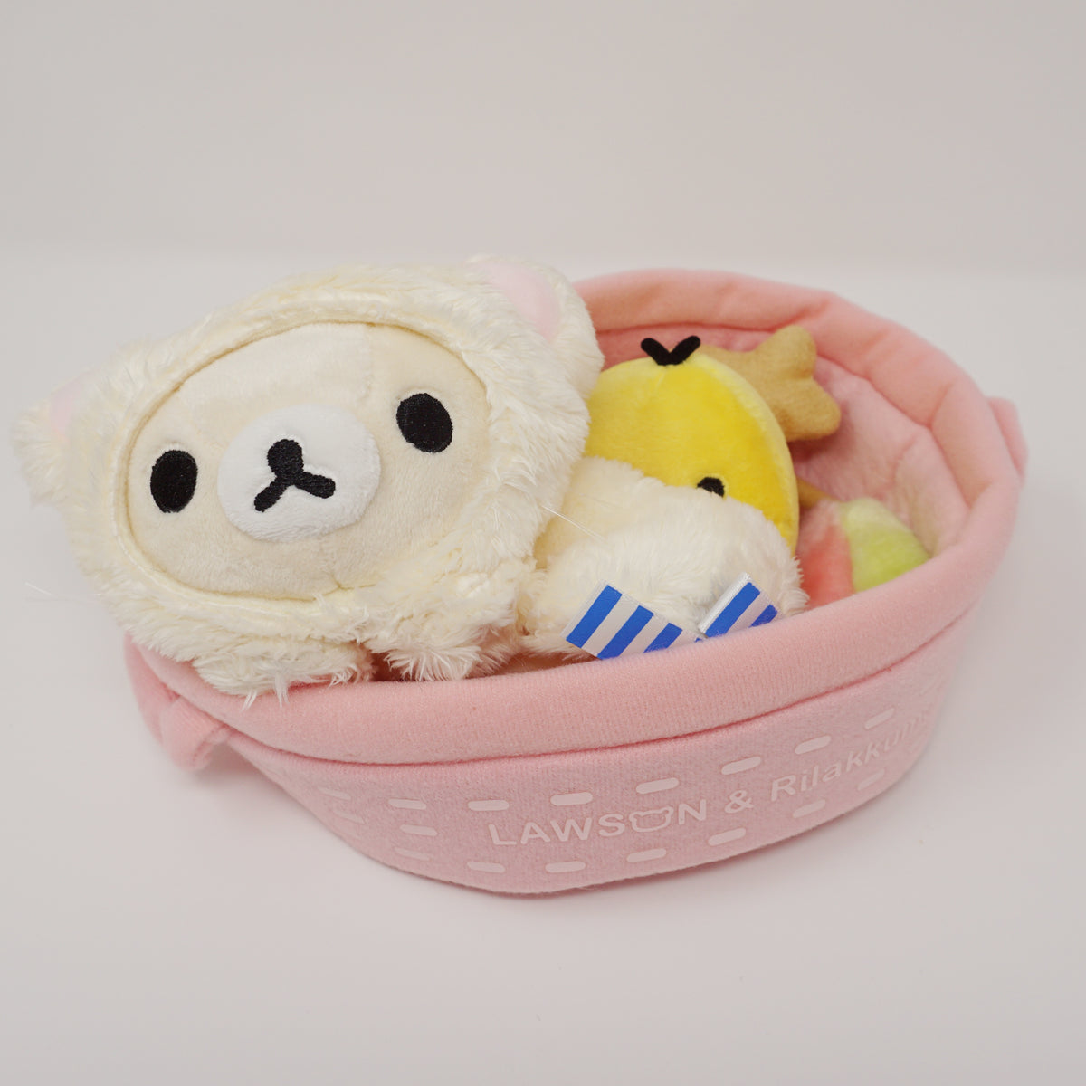 2014 Korilakkuma and Kiiroitori in Basket Plush Set - Relaxing Cat
