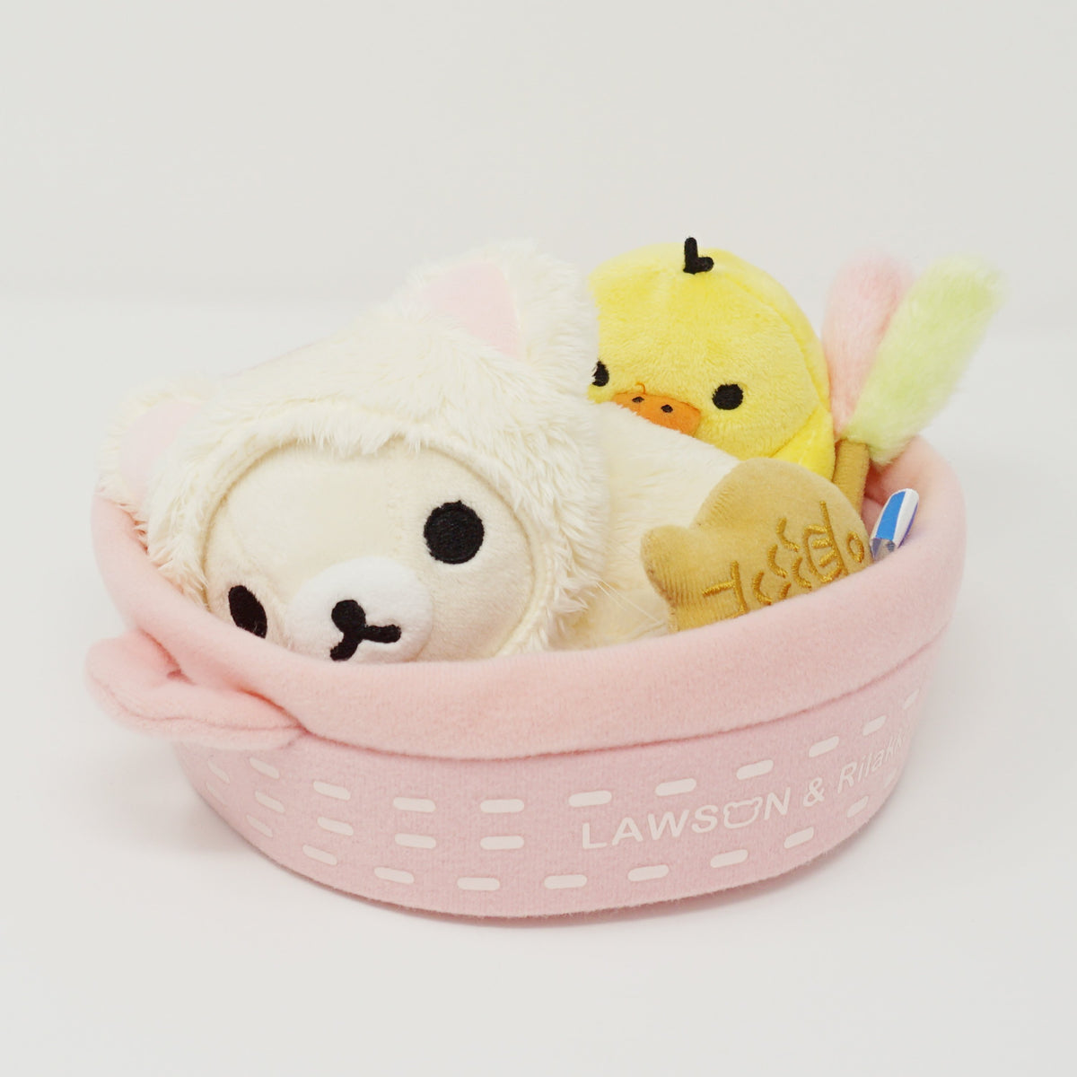 2014 Korilakkuma and Kiiroitori in Basket Plush Set - Relaxing Cat
