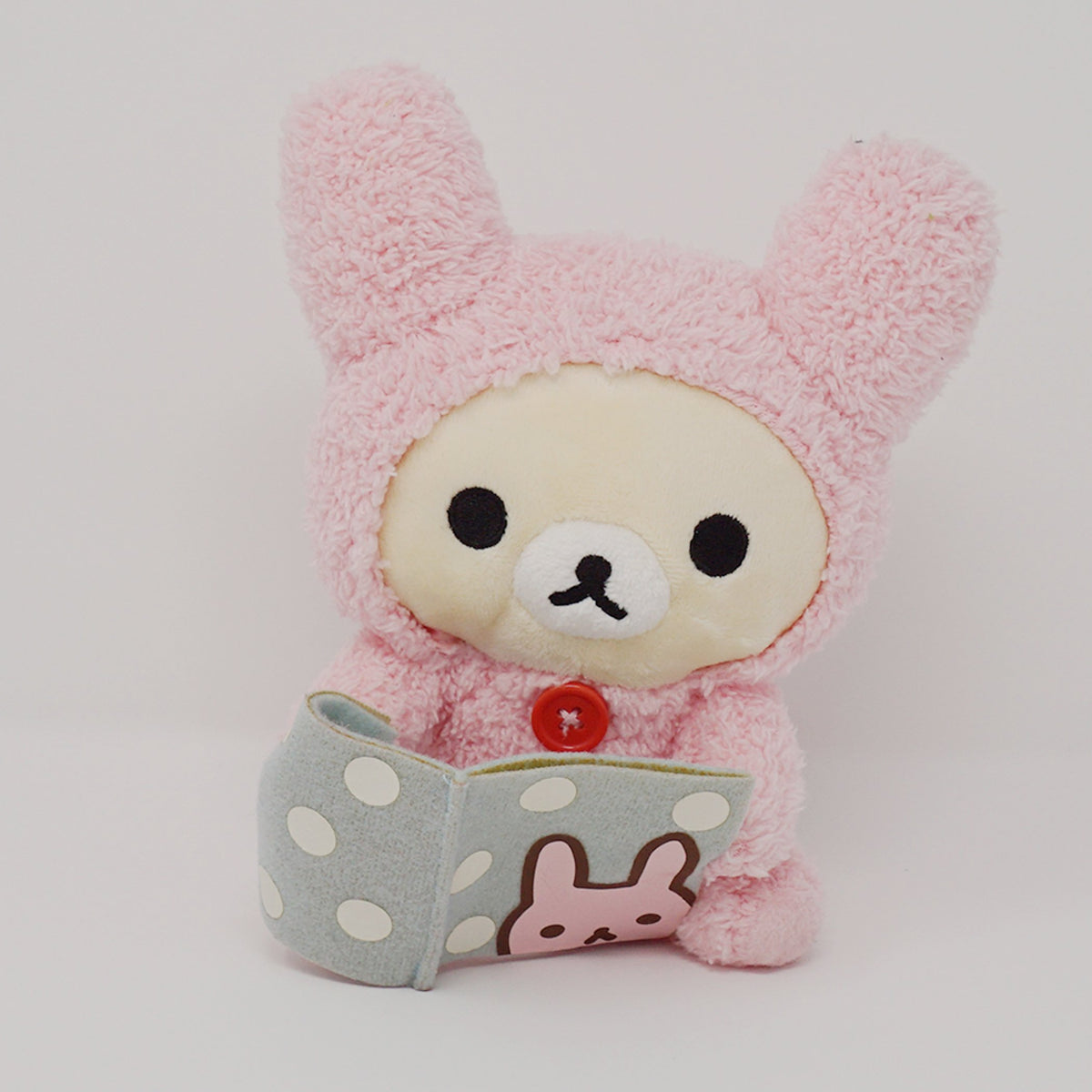 Korilakkuma Pink Bunny with Book Prize Plush - Rilakkuma Bunny