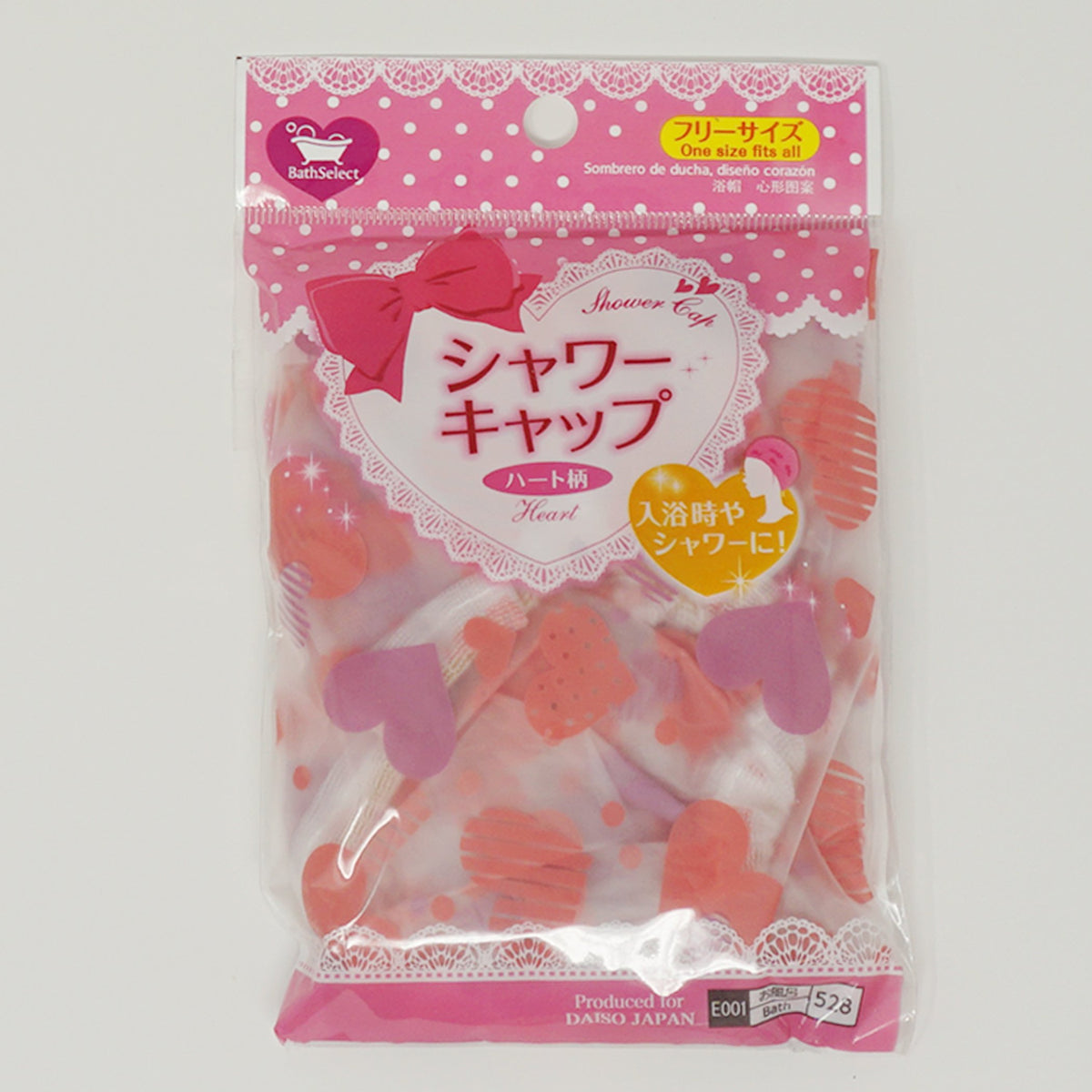 Heart Pattern Shower Cap Daiso Mary Bear