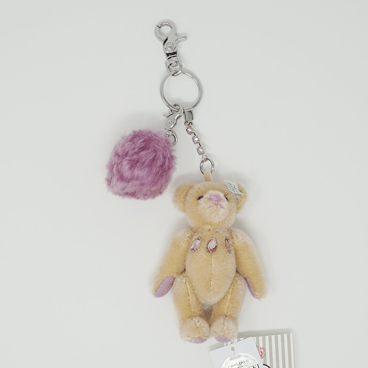 Samantha Teddy Bear Lavendar Swarovski Pendant Keychain - Steiff