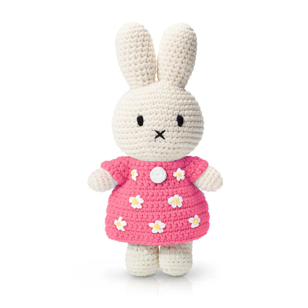 Miffy in Little Flower Crochet Dress Handmade Doll - Pink