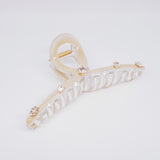 Beige Color Line Bijou Clear Hair Claw Clip