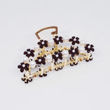 Black Daisy & Pearl Gold Hair Clip