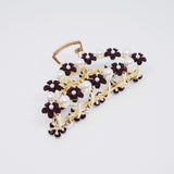 Black Daisy & Pearl Gold Hair Clip