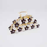 Black Daisy & Pearl Gold Hair Clip