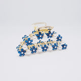Blue Daisy & Pearl Gold Hair Clip