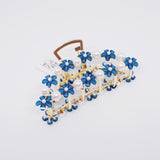 Blue Daisy & Pearl Gold Hair Clip