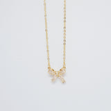 Gold Ribbon Motif Necklace