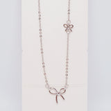 Bow Long Necklace in Silver