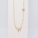 Bow Long Necklace in Gold