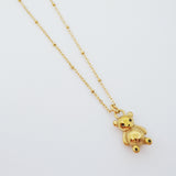 Gold Bear Weighted Pendant Necklace