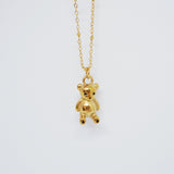 Gold Bear Weighted Pendant Necklace