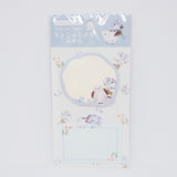 Shimaenaga Blue "Sous les Fleurs" Die Cut Sticky Notes - LABCLIP