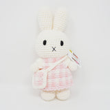 Miffy in her Gingham Dress with Bag Handmade Doll - Pastel Pink Gingham - Just Dutch