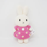 Miffy in Little Flower Crochet Dress Handmade Doll - Pink - Just Dutch