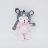 2020 Year of the Rat Pink Mini Teddy Bear Plush Keychain - Tully's Coffee Limited Edition Japan