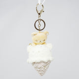 (No Tags) 2020 Rilakkuma Fluffy Ice Cream Plush Keychain - Rilakkuma Style - Sweet Ice Cream - San-X
