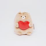 Bear Plush with Heart Reel Keychain - Pukumaru