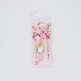 Round Ceramic Shimaenaga & Sakura Pink & Gold Braided Strap Keychain