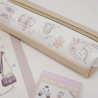 Latte Latte Dusty Bear 2 Room Pen Case - Kamio Japan