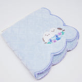 Shimaenaga with Hydrangeas Scalloped Towel Handkerchief