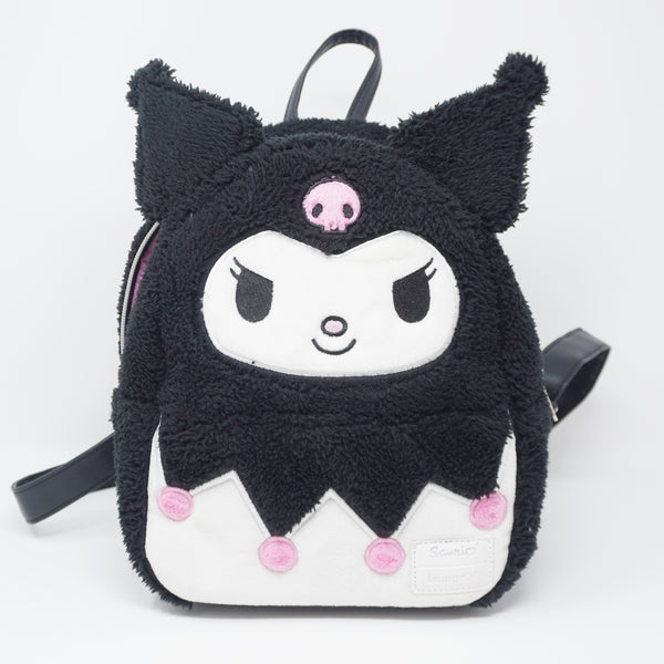 black fuzzy mini backpack No Tags) Loungefly Kuromi Mini Fuzzy Backpack