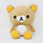 (No Tags) 2008 Large Fuzzy Rilakkuma Sitting Plush with Hearts - Happy Rilakkuma - San-X