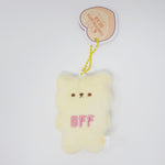 Yellow "BFF"  Bear Plush Keychain - Valentine's Candy Hearts Bear - Yell Japan