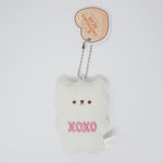 White "XOXO" Bear Plush Keychain - Valentine's Candy Hearts Bear - Yell Japan