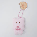 Pink "Be Mine" Bear Plush Keychain - Valentine's Candy Hearts Bear - Yell Japan