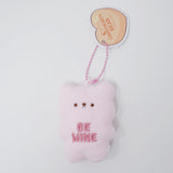 Pink "Be Mine" Bear Plush Keychain - Valentine's Candy Hearts Bear - Yell Japan