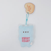 Blue "Sweetheart" Bear Plush Keychain - Valentine's Candy Hearts Bear - Yell Japan