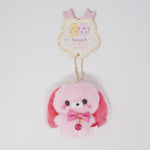 Pink Long Eared Bunny Tareusagi-san (July Ruby) - Birthstone Lucky Friends Plush Keychain - Sukutto Tatch-san - Yell Japan