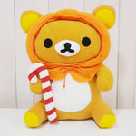 2008 Rilakkuma Pumpkin Hat with Candy Cane Plush - Ichibankuji - Halloween San-X
