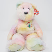 1997 Large Peace the Bear Plush Beanie Buddy - TY Beanie Babies