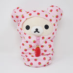 (No Tags) Korilakkuma Reversible Sleeping Bag Plush Strawberry - Kigurumi Theme - San-X Original Rilakkuma