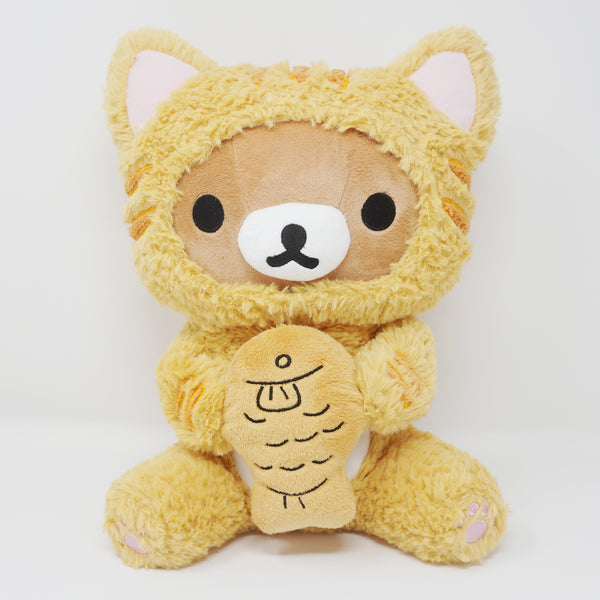 Orange Tiger Cat Rilakkuma with Taiyaki Fish Fuzzy Licensed Plush - Neko Rilakkuma San-X