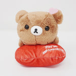 (No Tags) 2020 Chairoikoguma with Heart Cushion Plush - Rilakkuma Store & Kiddyland Limited - San-X