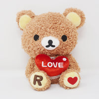 (No Tags) 2007 Small Fuzzy Rilakkuma with Heart Plush - Happy Rilakkuma - San-X