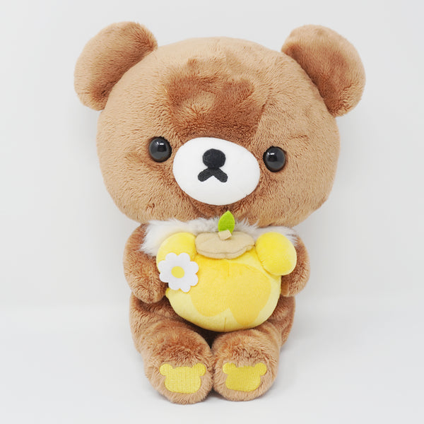 (No Tags) 2016 Chairoikoguma with Honey Pot Medium Plush - Rilakkuma Store Limited - San-X