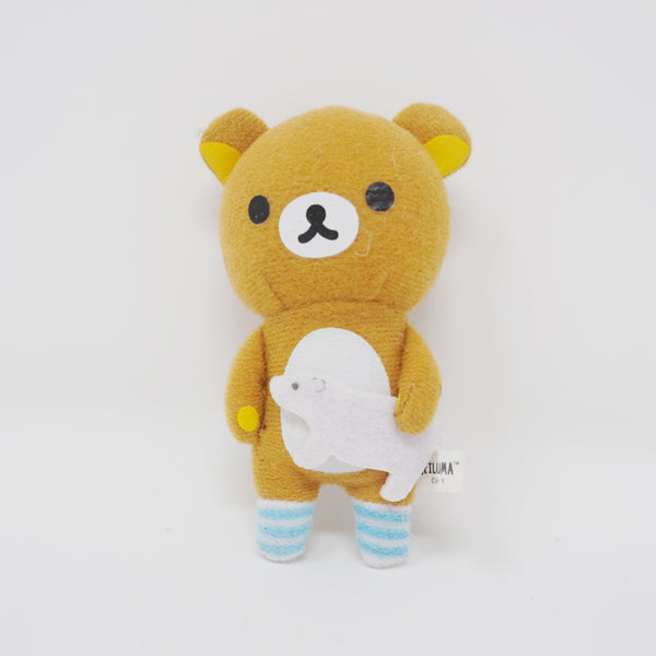 (No Tags) 2014 Rilakkuma Plush Prize Plush Keychain - Shima Shima Rilakkuma