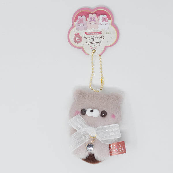 White Bow Otter-san Plush Keychain - Teddy Selection Sukutto Tatch-san - Yell Japan