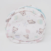 (No Tags) White Round Zipper Prize Pouch - Korilakkuma Vacation Rilakkuma