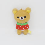 2015 Strawberry Poncho Cape Rilakkuma Prize Plush Keychain - Rilakkuma San-X