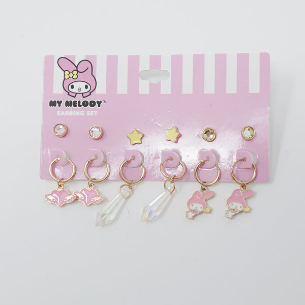 My Melody Crystal Charm Hoops Earrings - Sanrio